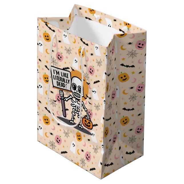 I'm Like Literally Dead Spooktacular Fun Halloween Medium Gift Bag (Front Angled)