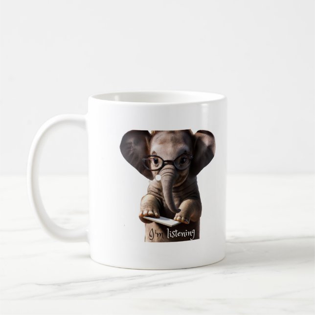 I'm listening elephant mug (Left)