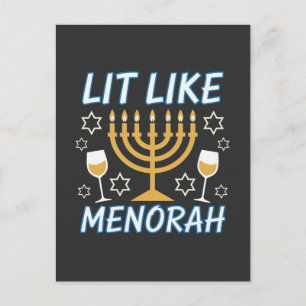 I'm Lit Like Menorah Hanukkah Jewish Menorah Holid Holiday Postcard