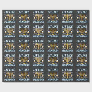 I'm Lit Like Menorah Hanukkah Jewish Menorah Holid Wrapping Paper