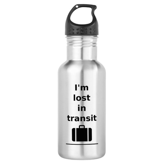 I'm Lost in Transit Travel Suitcase Light-Monotone 532 Ml Water Bottle (Front)