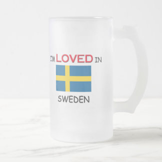 I'm Loved In SWEDEN Frosted Glass Beer Mug