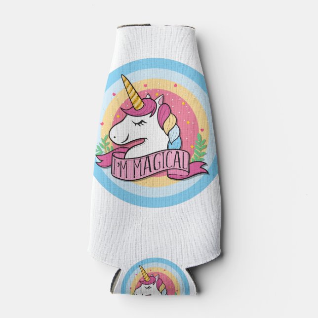 I'm Magical Unicorn print Cute  for Girls Bottle Cooler (Front)