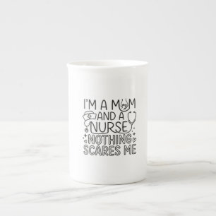 Im Mom And Nurse Minimalist Nurse Mom Gift  Bone China Mug