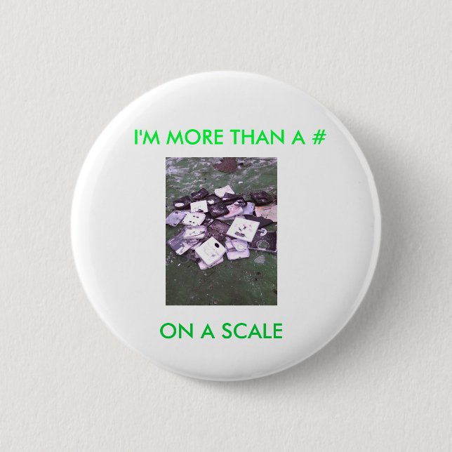 I'M MORE THAN A # ON A SCALE. 6 CM ROUND BADGE (Front)