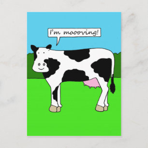 I'm Moving New House or Premises Cartoon Cow Postcard