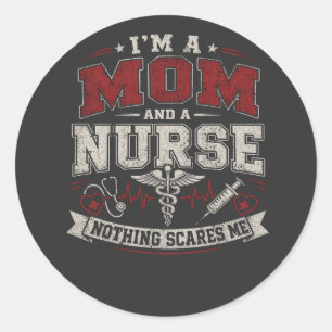 Im Mum And Nurse vinatge Mum Gift mothers day Classic Round Sticker