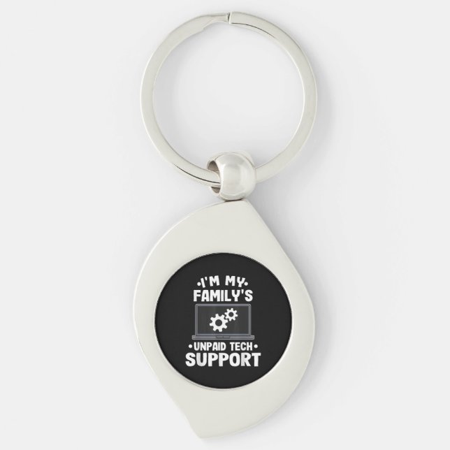 I'm My Family's Unpaid Tech Support Funny Computer Key Ring (Front)