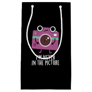 I'm Never In The Picture Funny Camera Pun Dark BG Small Gift Bag