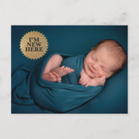 I'm New Here Modern Gold seal Custom baby photo