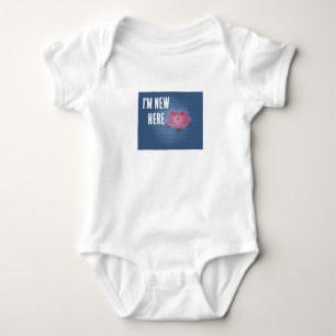 I'm New Here Pink Flower Blue Water Infant Floral Baby Bodysuit