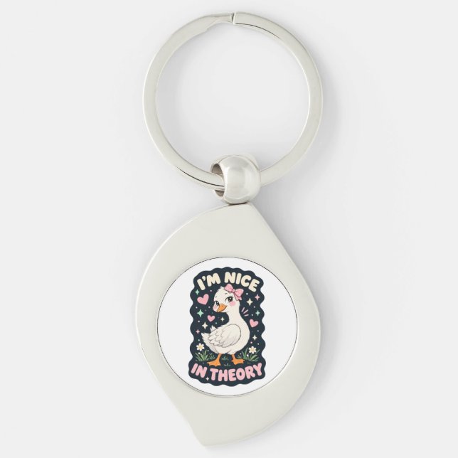 I'm nice in theory goose humour key ring (Front)