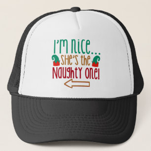 Im Nice Shes Naughty Elf Hat