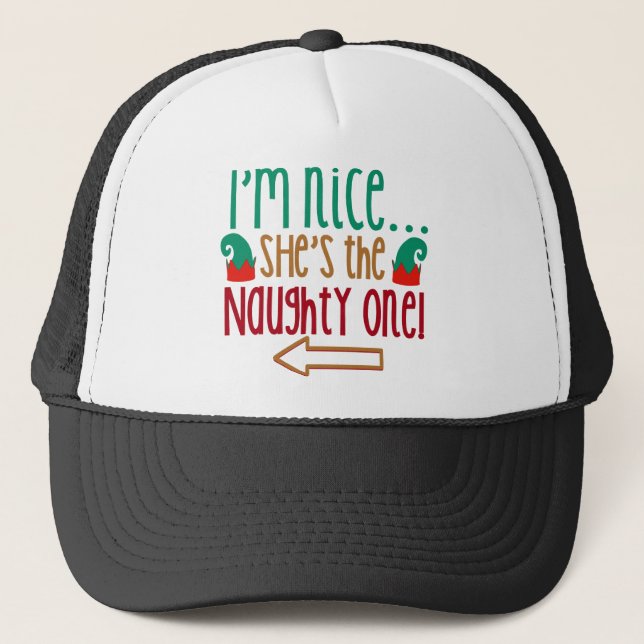 Im Nice Shes Naughty Elf Hat (Front)