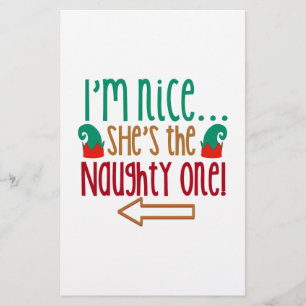 Im Nice Shes Naughty Elf Hat Stationery