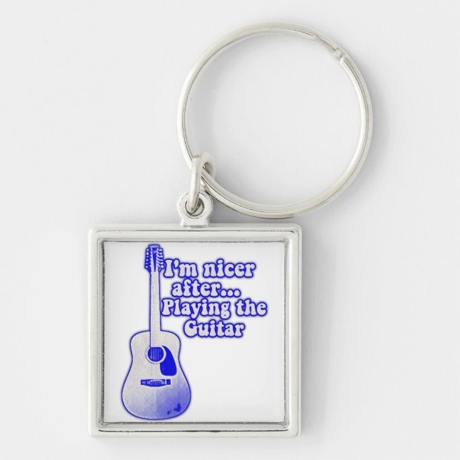I'm nicer after playing the guitar key ring (Front)