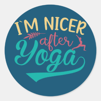 I'm Nicer After Yoga Meditation Non slip Yoga Mat Classic Round Sticker