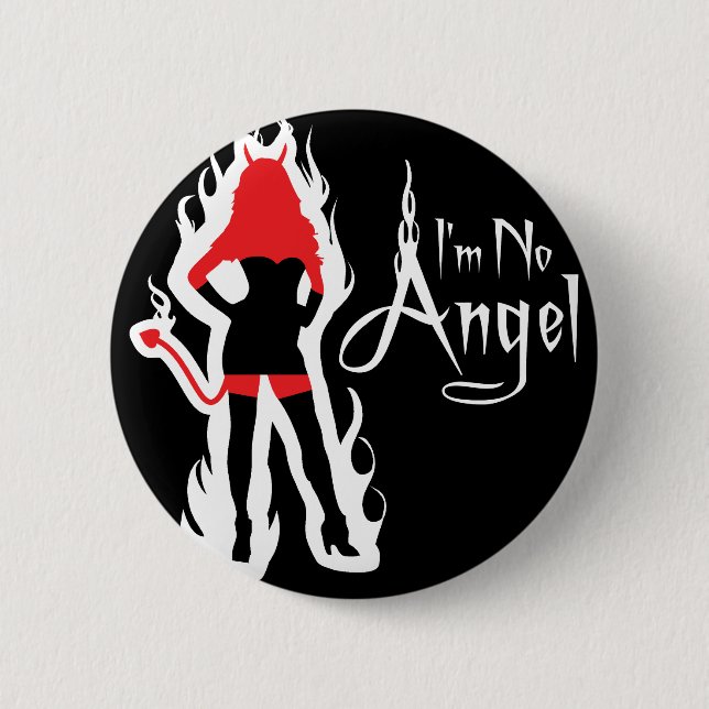 I'm no Angel Black (Flames) Button (Front)
