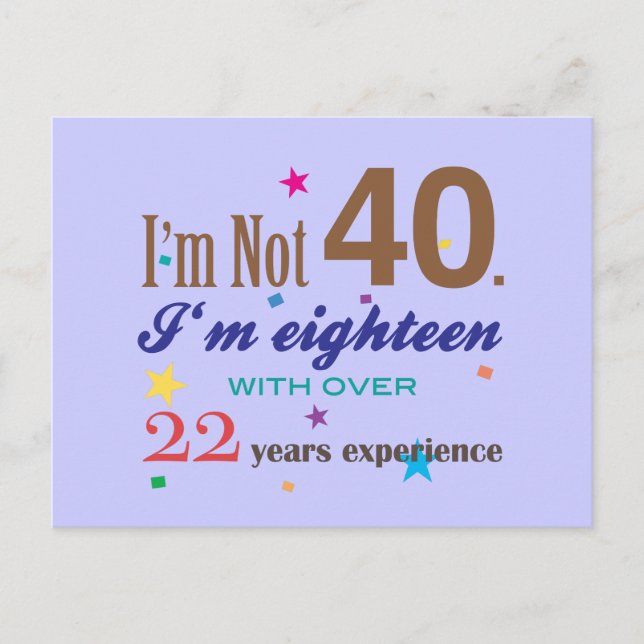 I'm Not 40 - Funny Birthday Gift Postcard (Front)