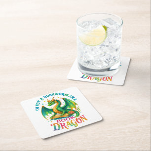 I'm Not A Bookworm....  Square Paper Coaster