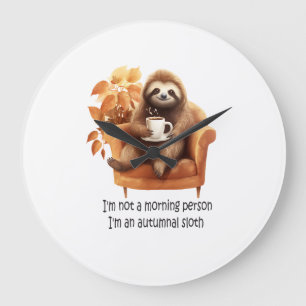 I'm Not a Morning Person Autumnal Sloth Large Clock