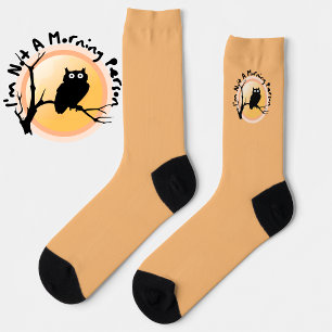 I'm Not A Morning Person funny owl quote Socks