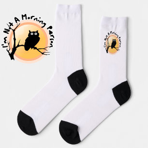 I'm Not A Morning Person funny owl quote Socks