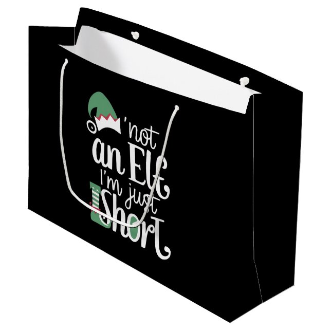 I'm Not An Elf I'm Just Short Funny Christmas Xmas Large Gift Bag (Front Angled)