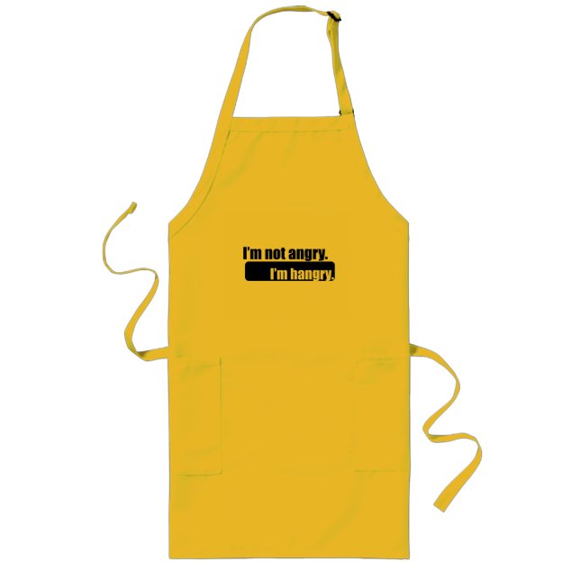 I'm not angry. I'm hangry. Funny black white text Long Apron (Front)