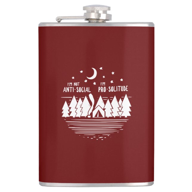 I'm Not Ant-Social I'm Pro-Solitude Hip Flask (Front)