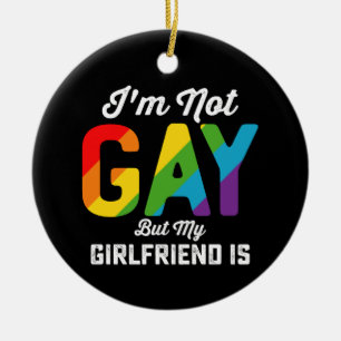 I'm Not Gay But My Girlfriend Is Funny LGBTQ Pride Ceramic Tree Decoration