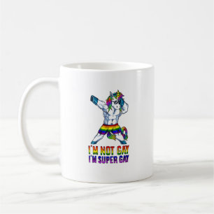 Im Not Gay Im Super Gay LGBT Bodybuilding Unicorn  Coffee Mug