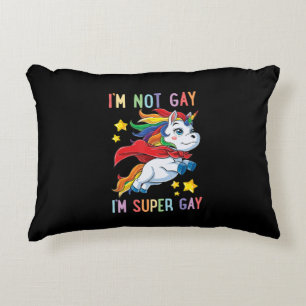 Im Not Gay Im Super Gay Pride LGBT Flag Unicorn Decorative Cushion