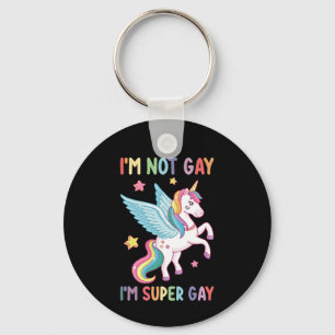 I'm Not Gay I'm Super Gay Pride LGBT Unicorn Key Ring