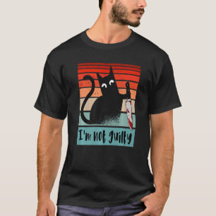 I'm not guilty Innocent Cat with knife  Halloween  T-Shirt