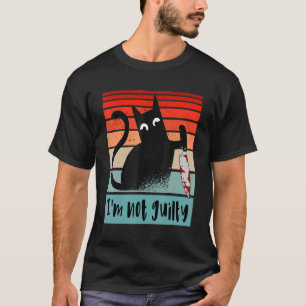 I'm not guilty Innocent Cat with knife   Halloween T-Shirt