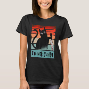I'm not guilty Innocent Cat with knife   Halloween T-Shirt