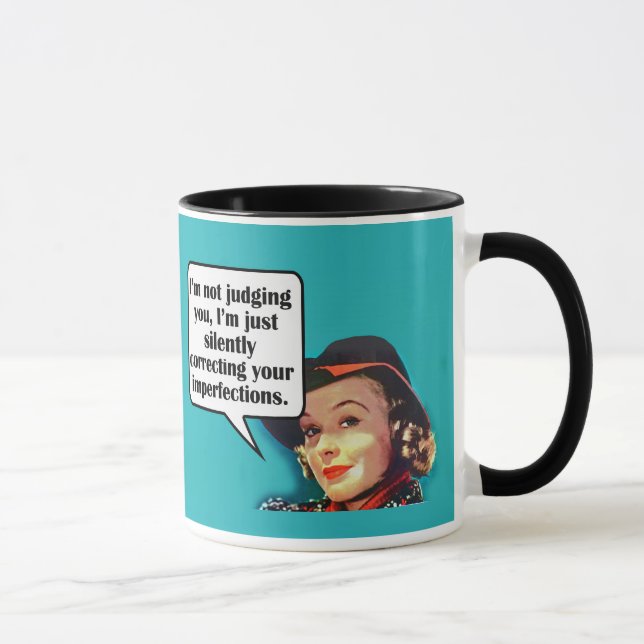 I'm Not Judging You... Retro Woman Mug (Right)