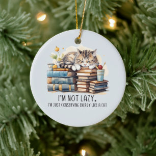 I'm Not Lazy Cute Cat Ceramic Tree Decoration
