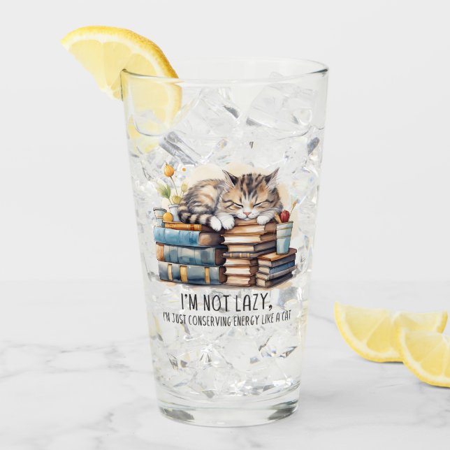 I'm Not Lazy Cute Cat Glass (Front Ice)