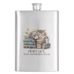 I'm Not Lazy Cute Cat Hip Flask