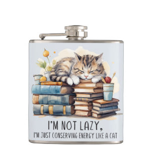 I'm Not Lazy Cute Cat Hip Flask