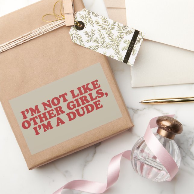 I'm Not Like Other Girls Im a Dude Retro Meme Gag Rectangular Sticker (Gifting)