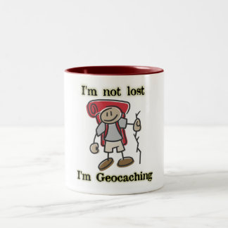 "I'm Not Lost" Geocaching Graphic on Coffee Mugs! Two-Tone Coffee Mug