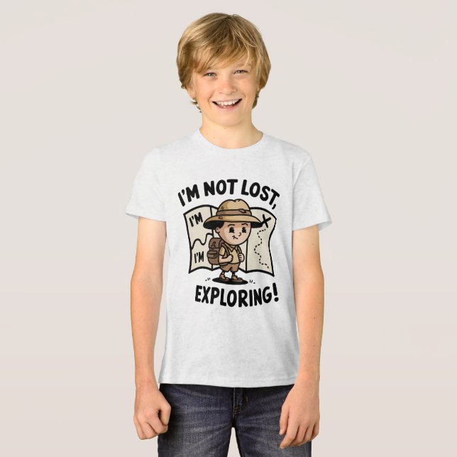 I'm Not Lost, I’m Exploring! – Cute Cartoon Tri-Blend Shirt (Front Full)