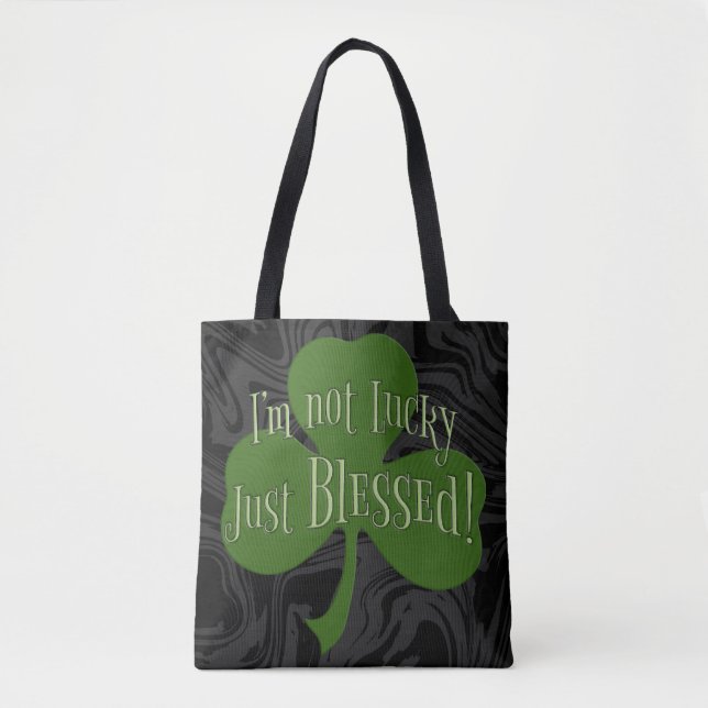 I'm not Lucky Just Blessed Shamrock Design Playing Tote Bag (Front)