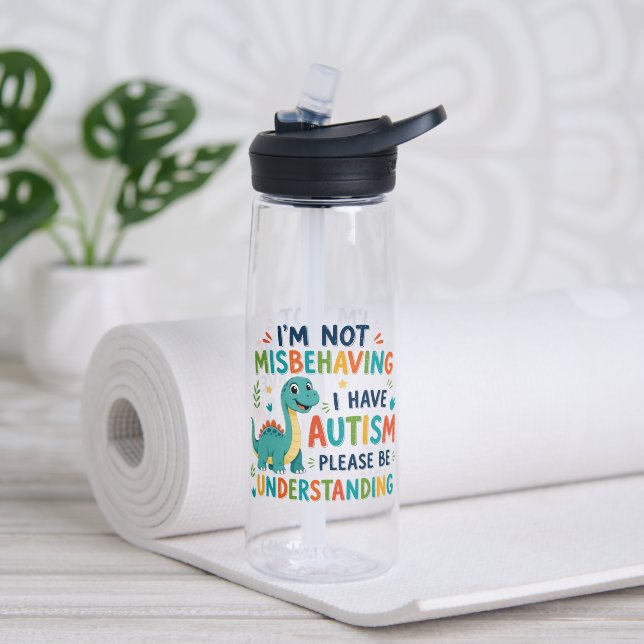 I'm not misbehaving I have autism Water Bottle (Yoga (Rotated))