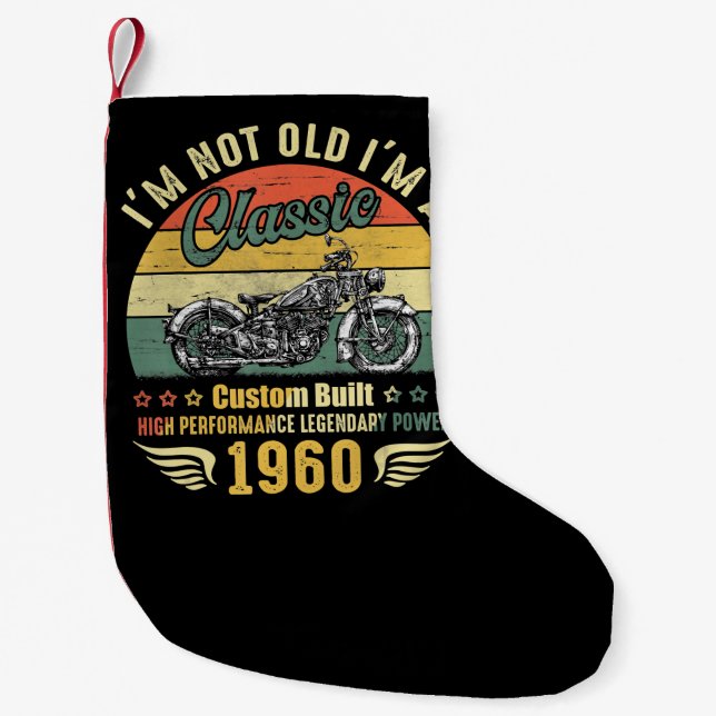 Im Not Old Im A Motorcycle Funny Art Gift Small Christmas Stocking (Front)