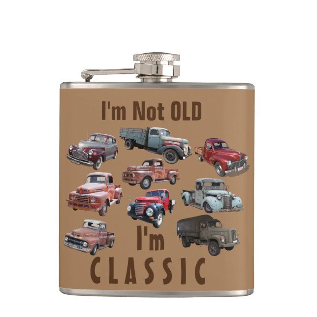I'm Not Old, I'm CLASSIC Old Vehicles Men's Gift Hip Flask (Front)