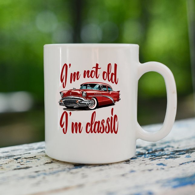 I'm Not Old I'm Classic Red Vintage Car Men's Coffee Mug (Creator Uploaded)